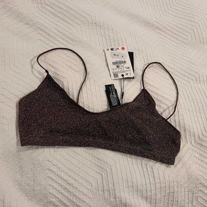 Zara SEAMLESS SHINY BRA Size M-L Color Brown NEW WITH TAGS